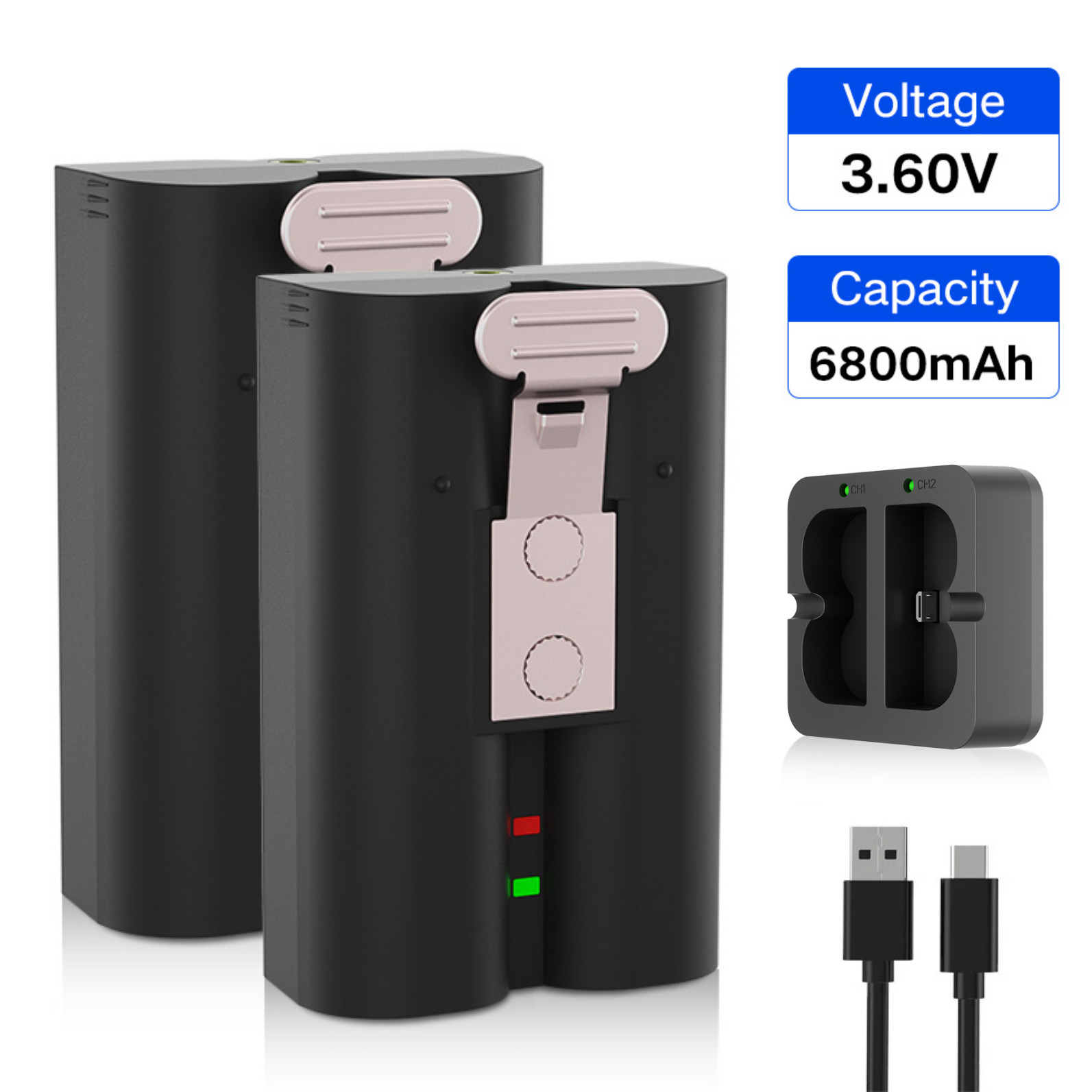 2PACK Lithium Battery For Ring Video Doorbell Spotlight Camera + Charger Station