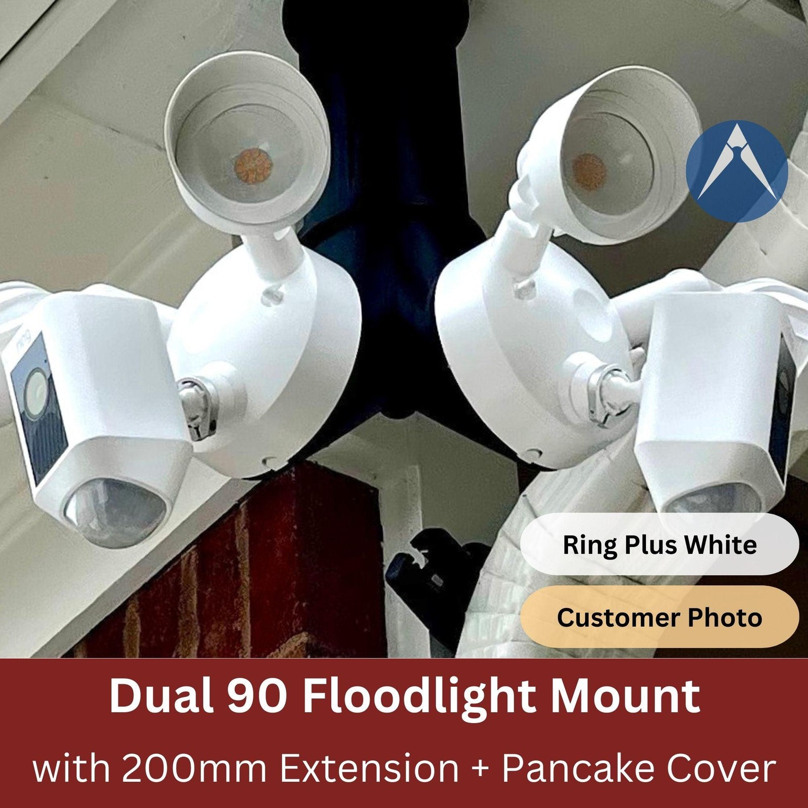 90-deg Dual Floodlight Mount for Ring Pro/Plus, Blink & Wyze Floodlight Camera