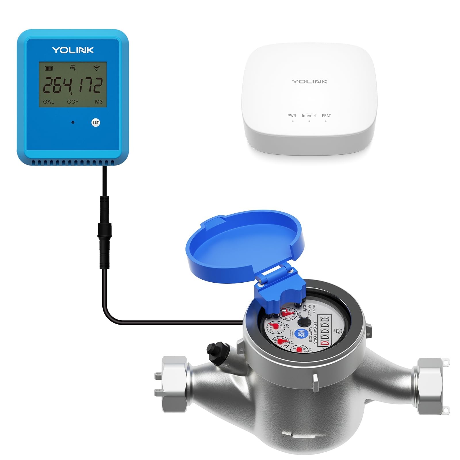 YoLink FlowSmart NSF Water Meter, Smart Water Usage Monitor and Water Leak De…