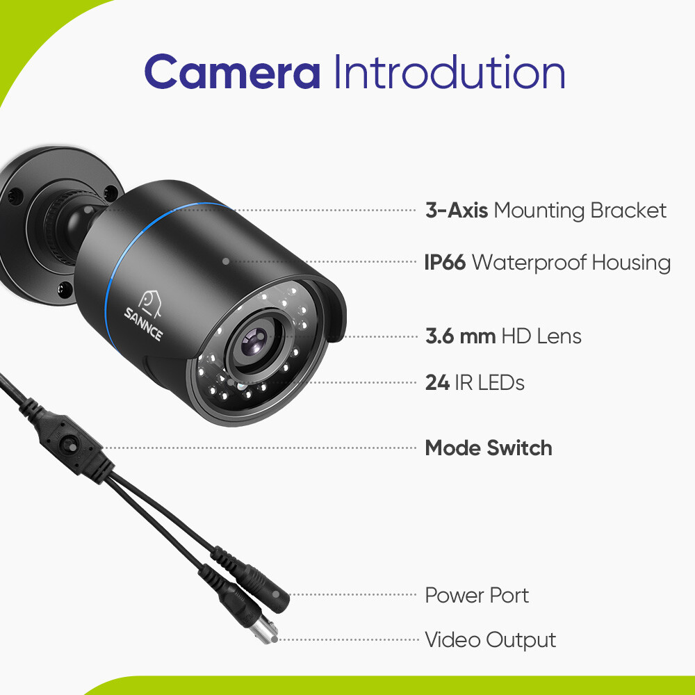 SANNCE 4IN1 1080P Video CCTV Camera Home Surveillance System EXIR Night Vision