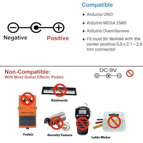 9V Battery Clip to DC 5.5×2.1mm Male Plug for Arduino