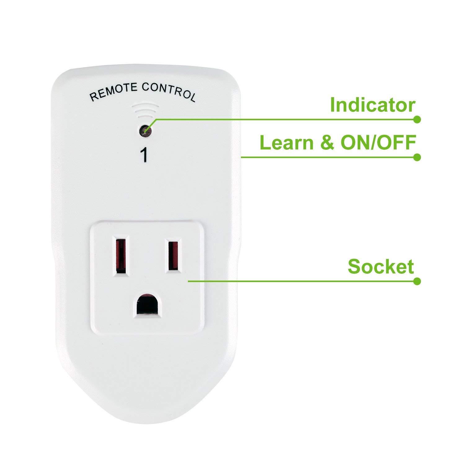 BN-LINK Wireless Remote Control Electrical Outlet Switch for Appliance 1 Pack