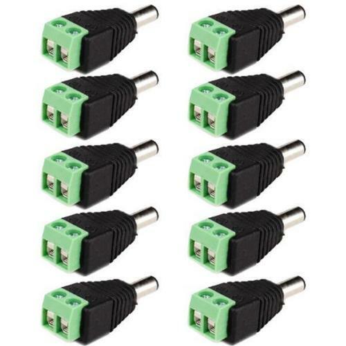 10pcs Connector for CCTV DC Power Male 5.5 x 2.1mm Jack Adapter Cable Plug