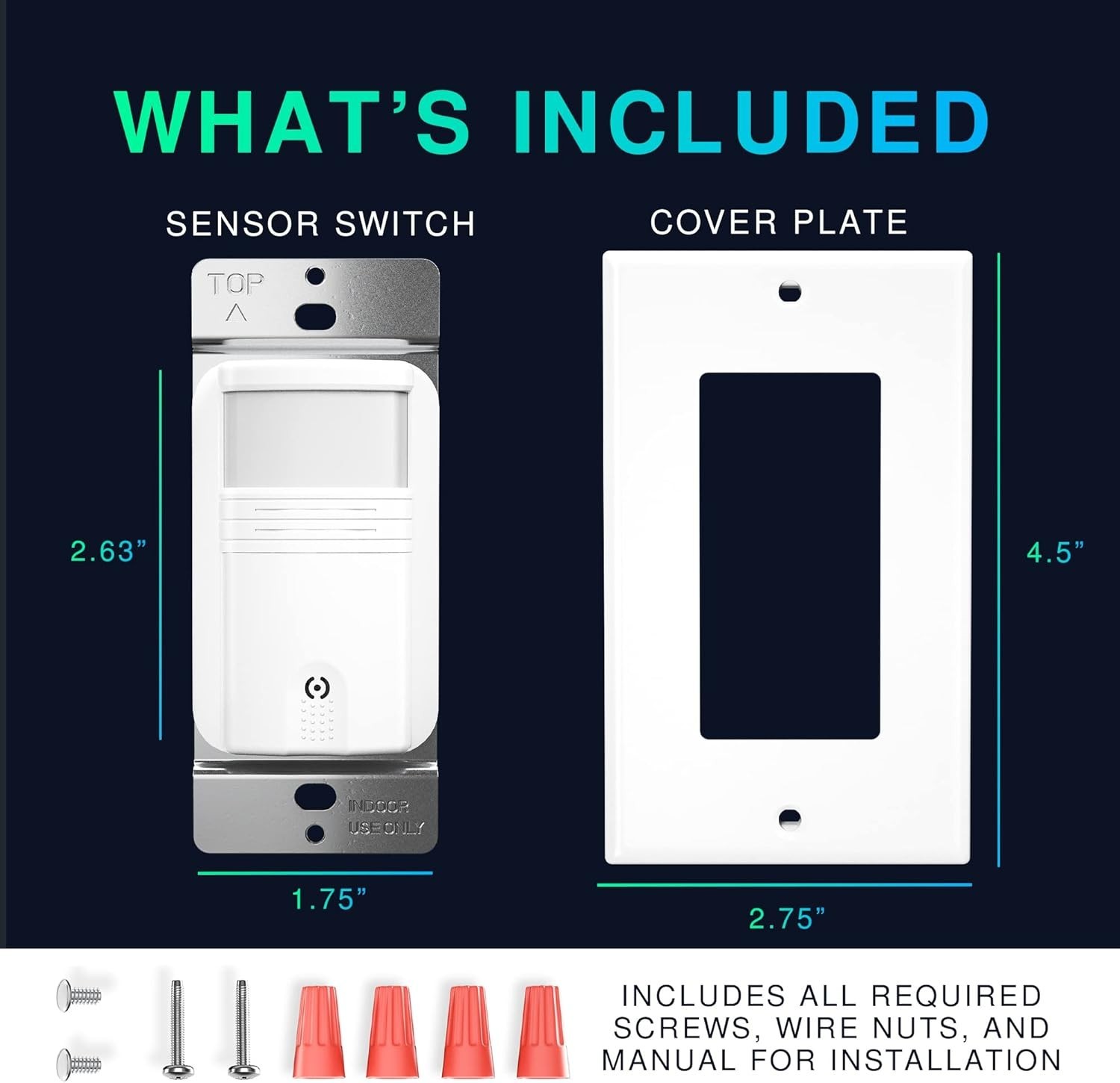 White Wall Plate Motion Sensor Lights – 2 Pack