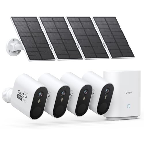 aosu 3K Solar Security Cameras Wireless Outdoor 166 Wide 4PK