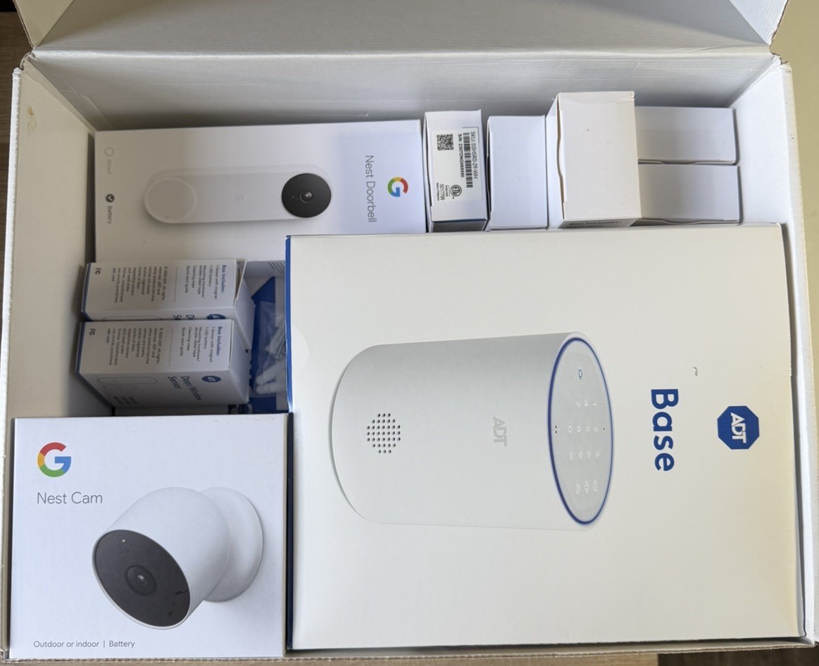 ADT Google Nest Smart Home Security Bundle Base Door Sensors Camera AS-IS