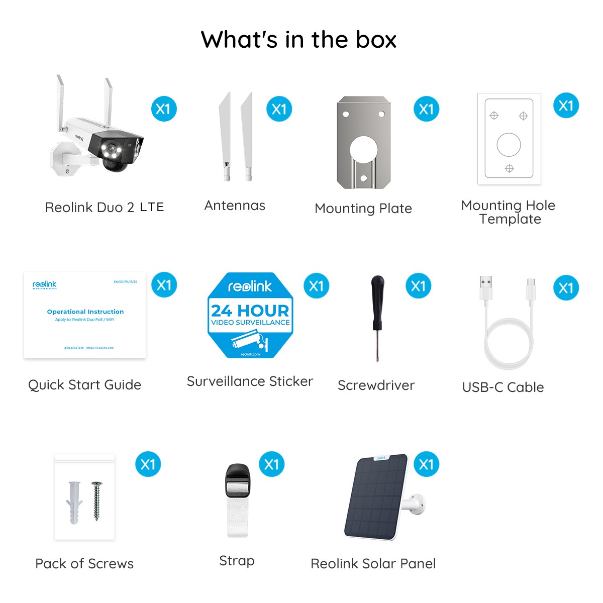 Reolink Duo 2 LTE 4G Cellular Solar Security Camera Wireless 180° View AI Detect