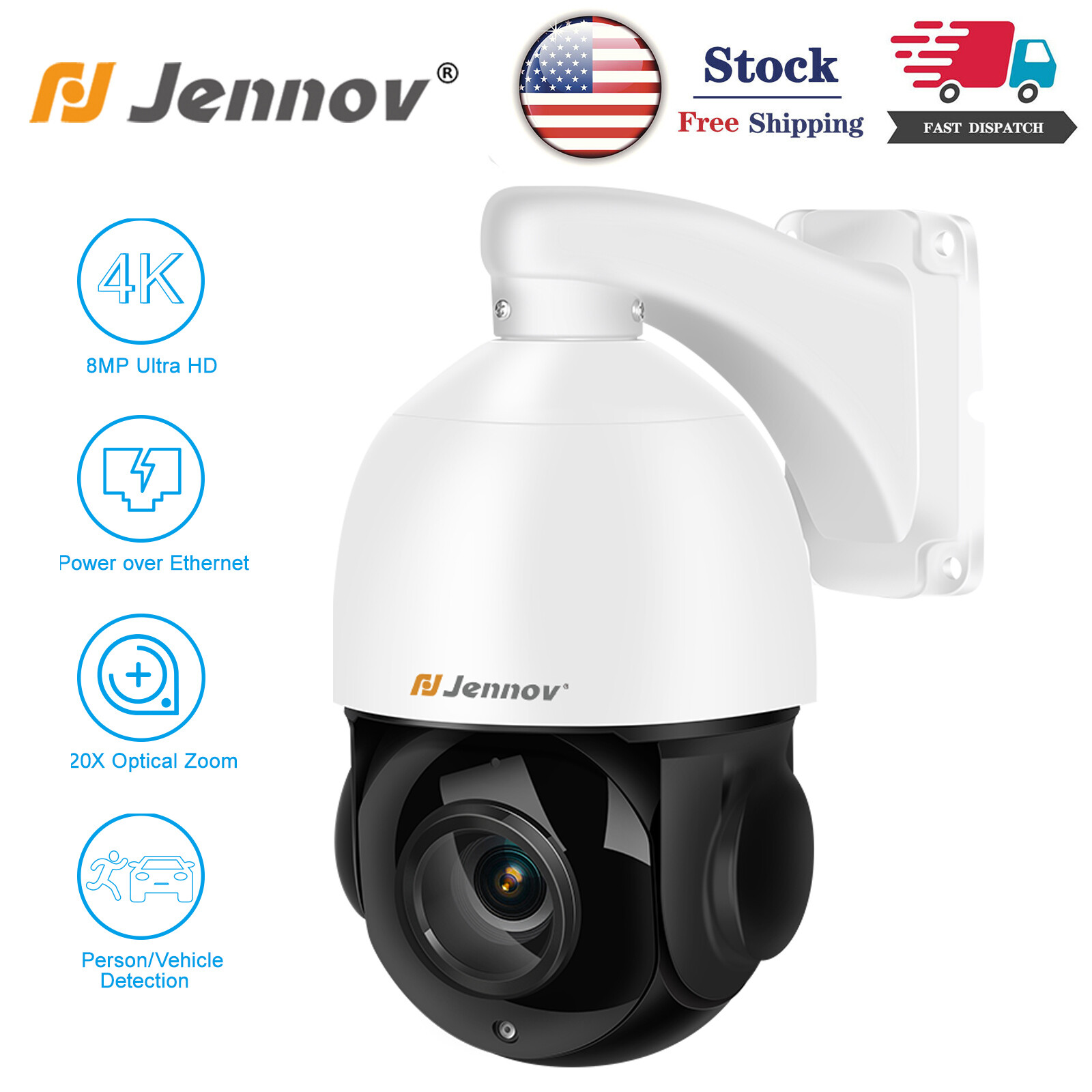 360 4K 8MP POE PTZ Security IP Camera Outdoor 30x Zoom CCTV HIKVISION Compatible
