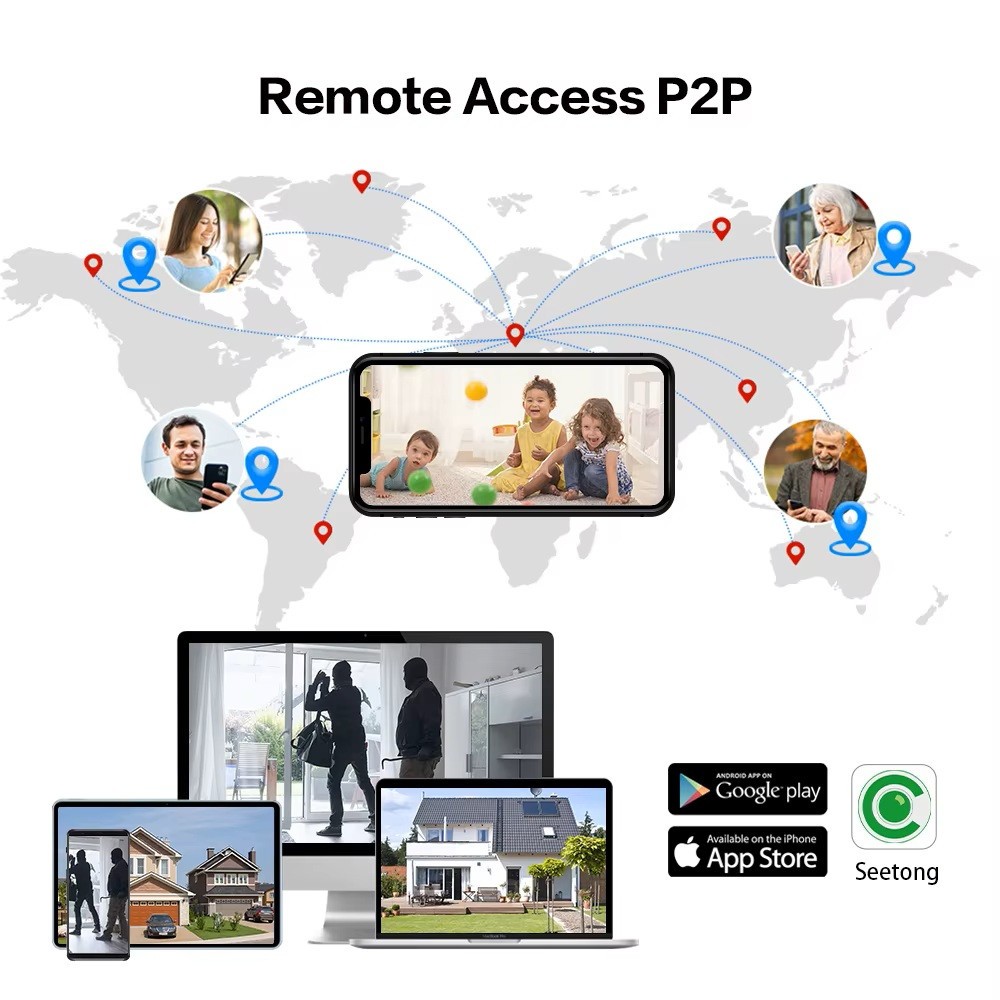 4K 4CH POE NVR 5MP POE Security Camera System Two Way Audio CCTV Outdoor 1TB
