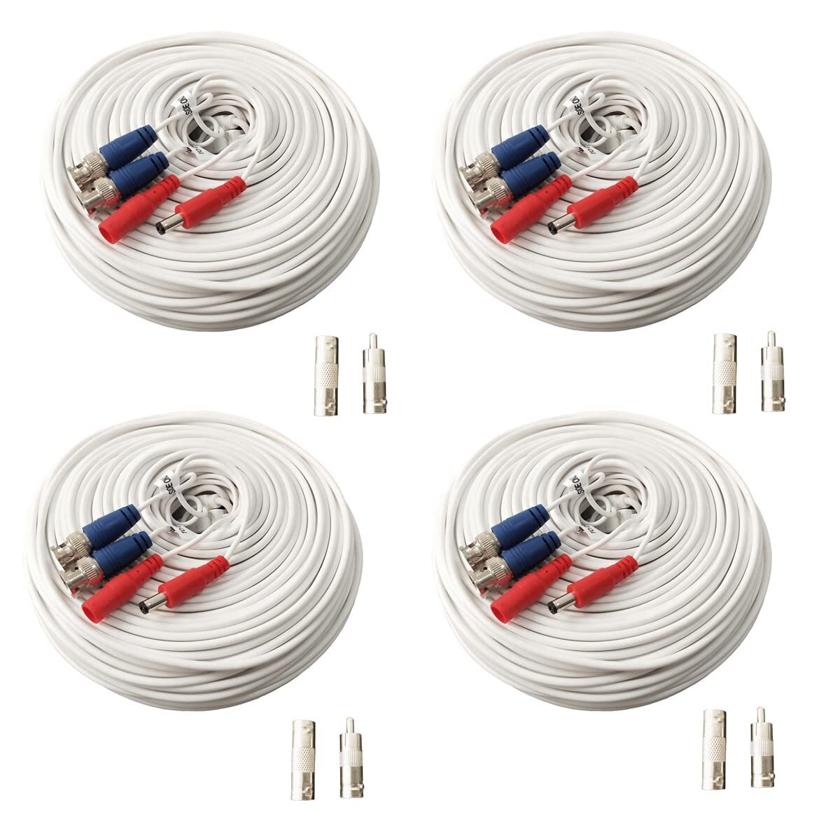 4x 200ft Security Camera BNC Video Power Cable DVR CCTV Surveillance Wire Cord