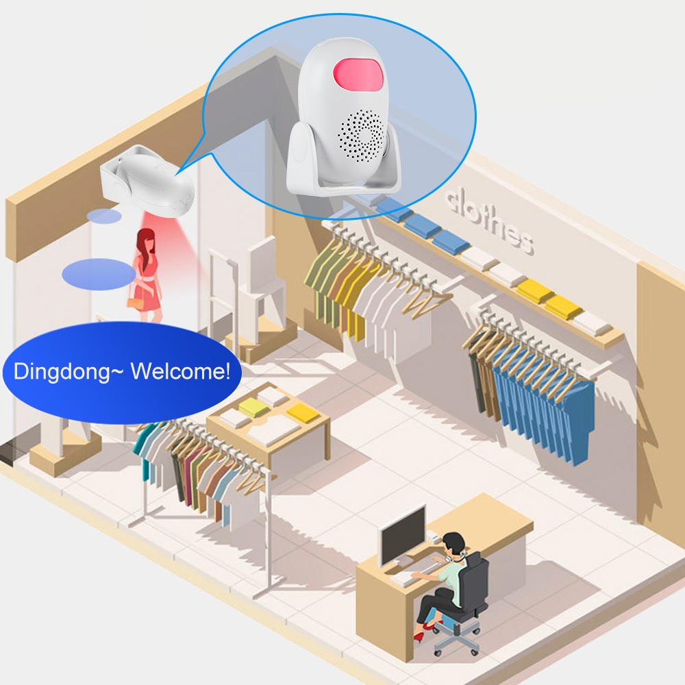 Wireless Infrared Motion Sensor 100dB Loud Alarm Anti-theft Detector with Remote
