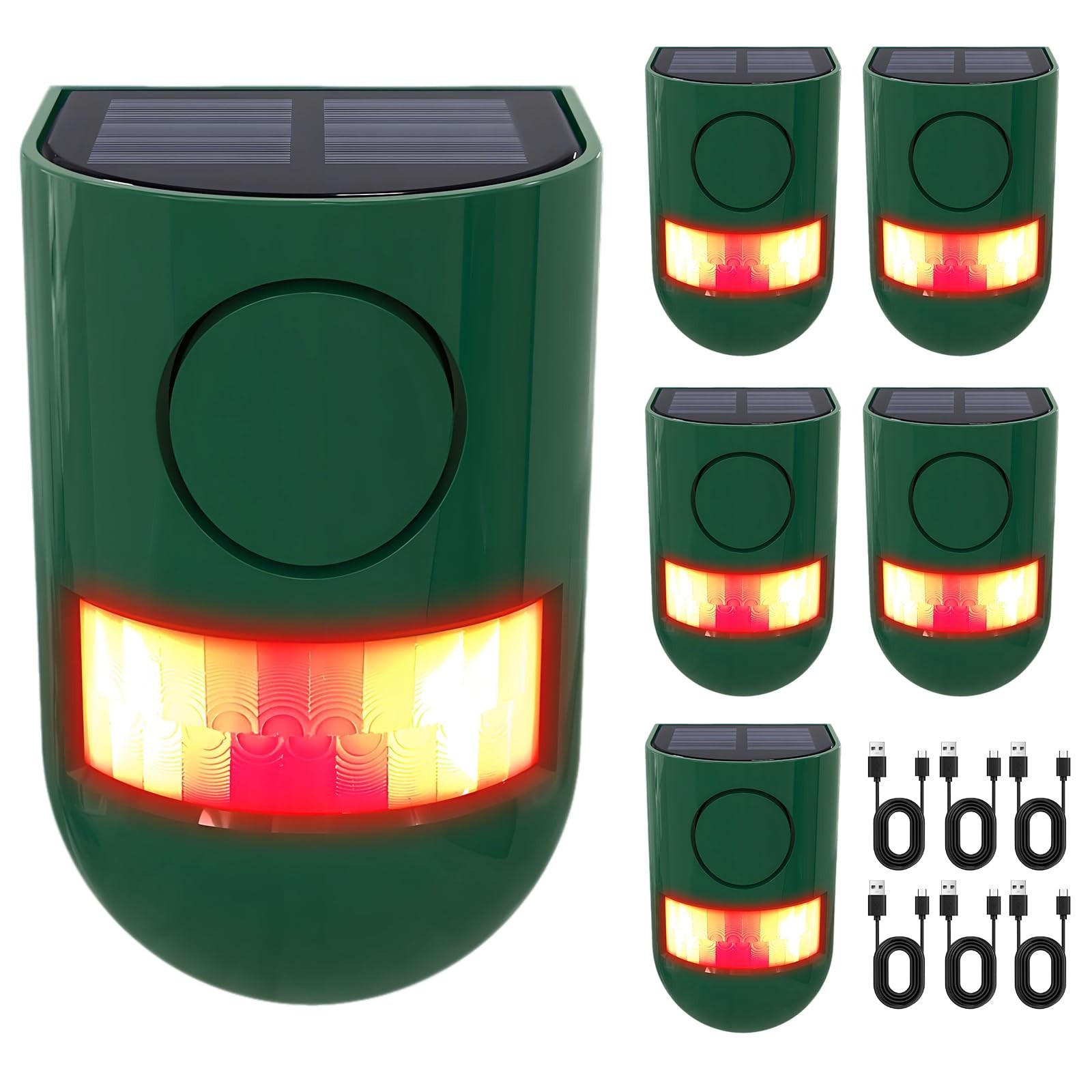 ChunHee Solar Motion Sensor Alarm 4 Working Mode 129dB IP65 Waterproof 6PC for