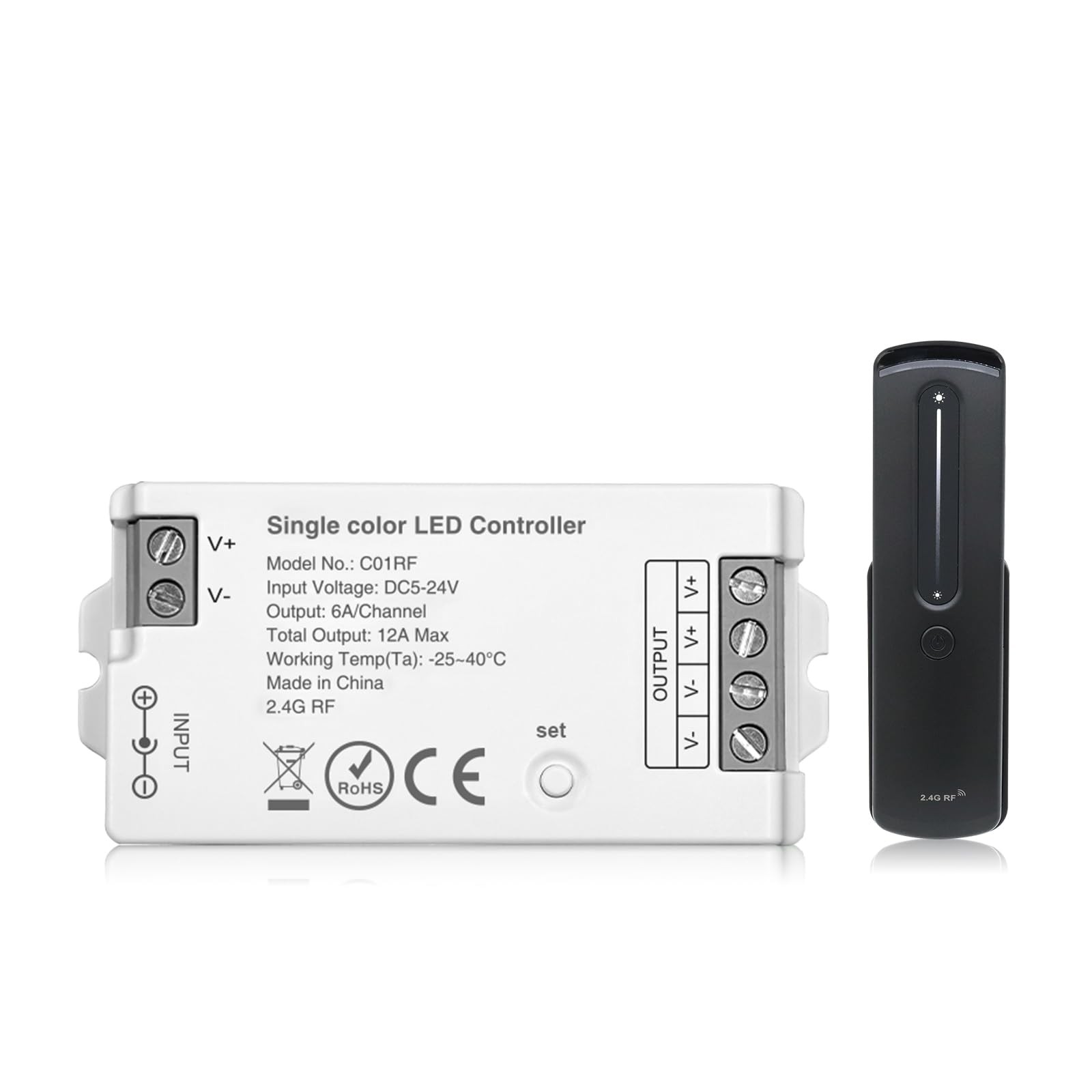 RF Single Color LED Strip Controller Wireless Remote Dimmer DC5V DC12V DC24V