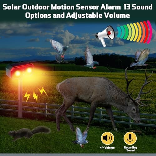 Solar Outdoor Motion Sensor Alarm with Stake – Animal Deterrent – 4 Pcs