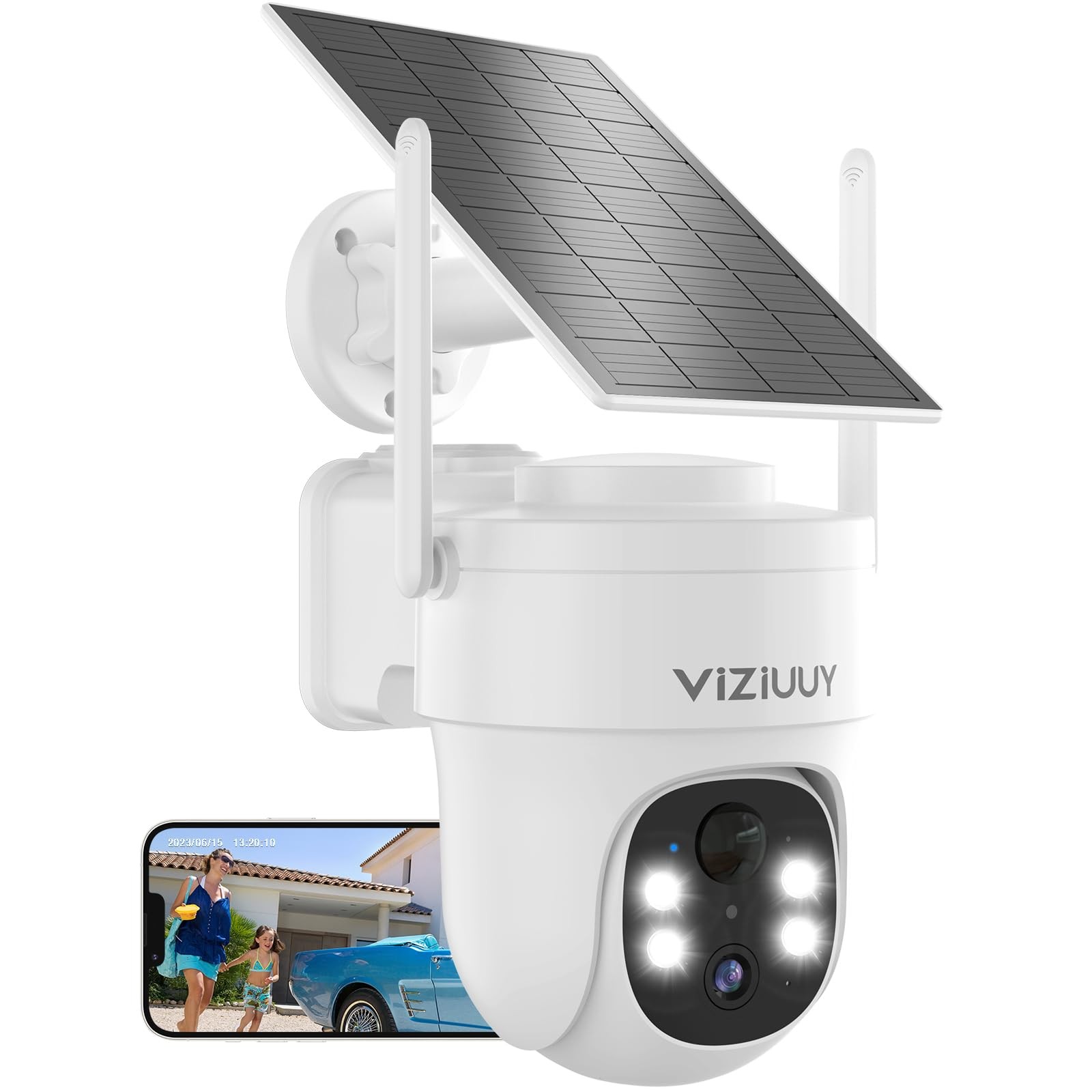 3MP Solar Security Cameras Wireless Outdoor, WiFi 6, 360°PTZ Camera