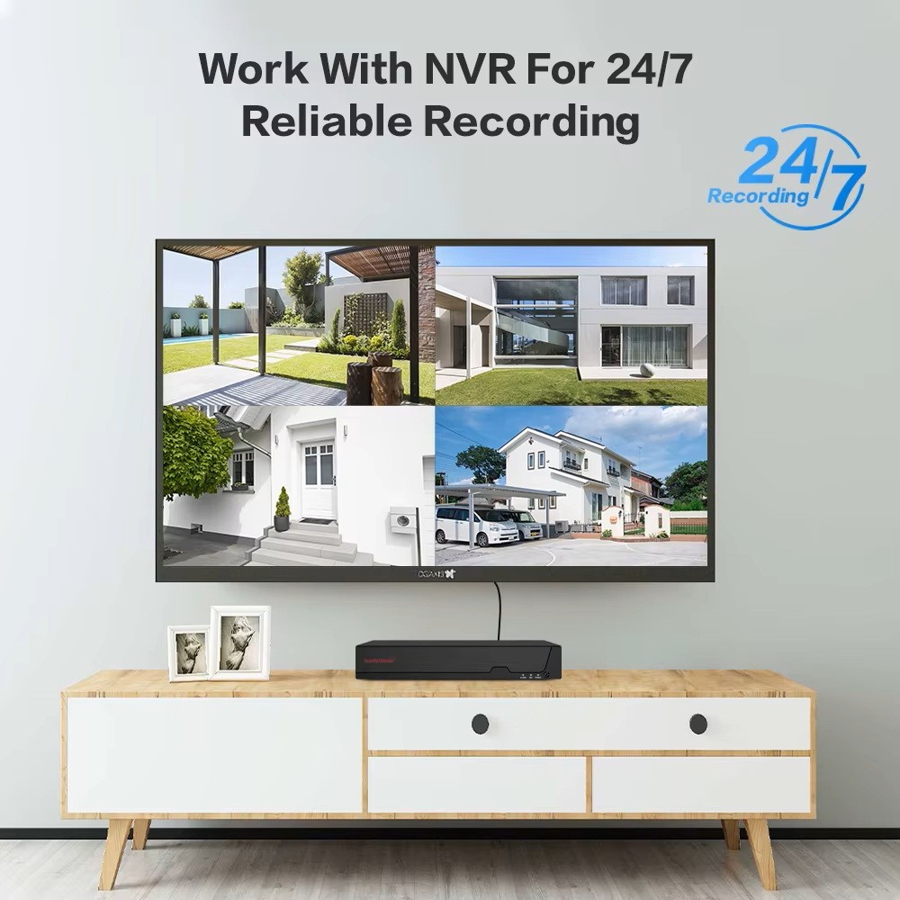 4K 4CH POE NVR 5MP POE Security Camera System Two Way Audio CCTV Outdoor 1TB