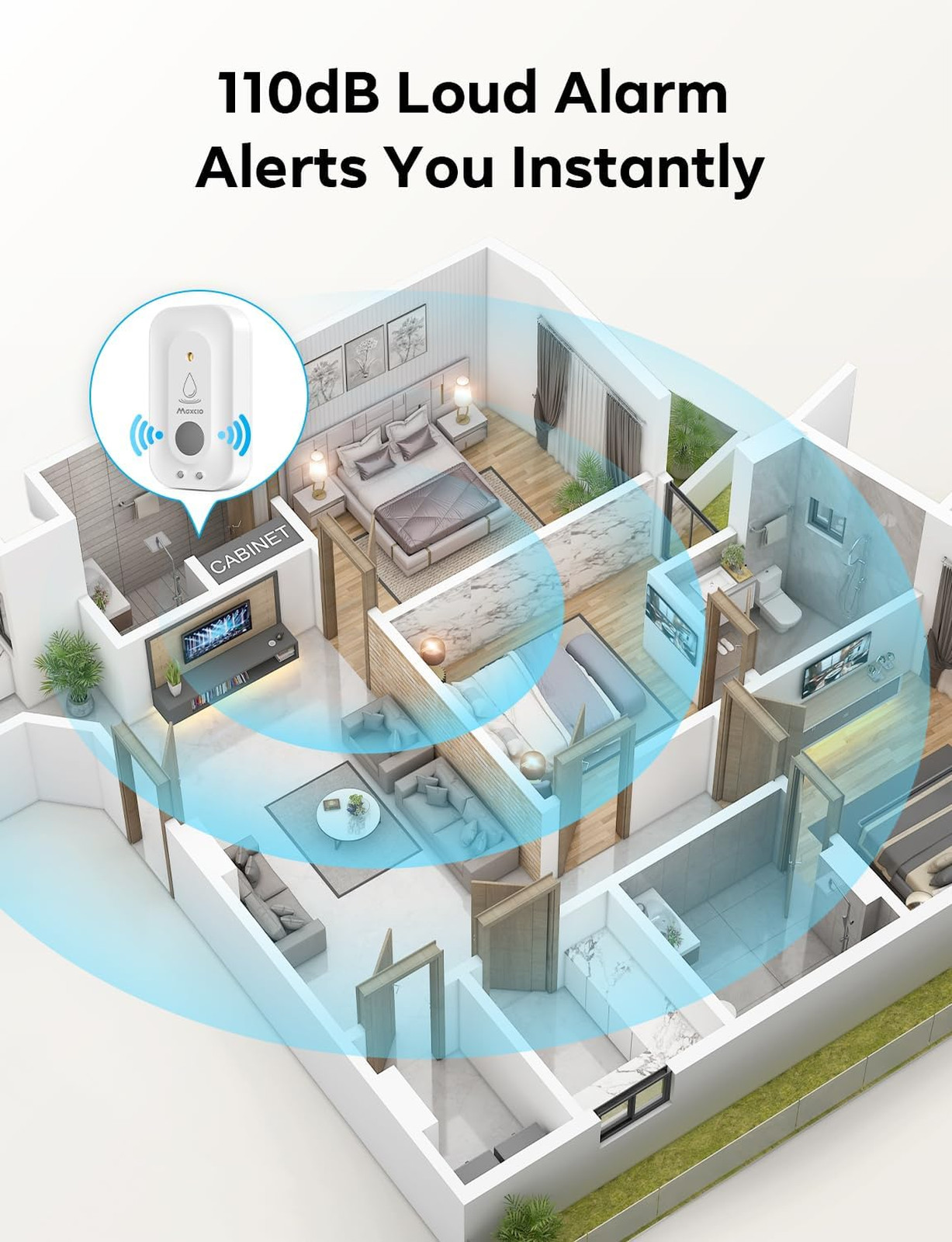 Water Leak Detector 5 Pack, IP66 Waterproof Smart Sensor, 110dB Alarm, WiFi