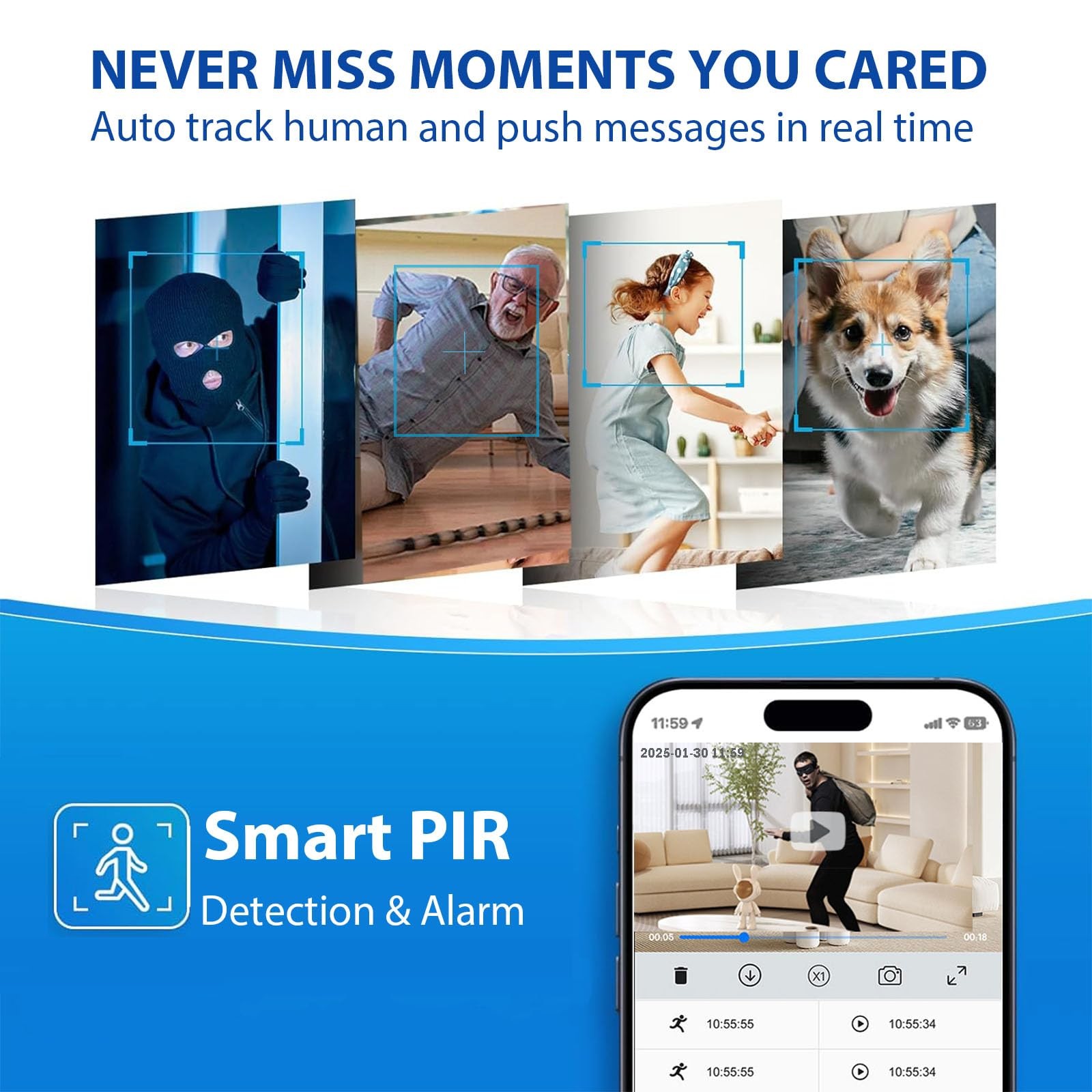 Mini Camera, 1080P Indoor Security Camera, 60-Days Battery Life