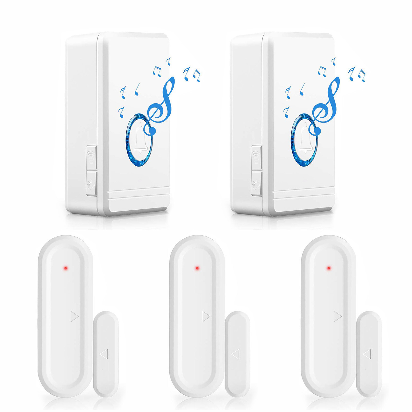 Door Chime Wireless Door Alarm Contact Sensor 1300ft 2 Plug-in Receiver 3 Sensor