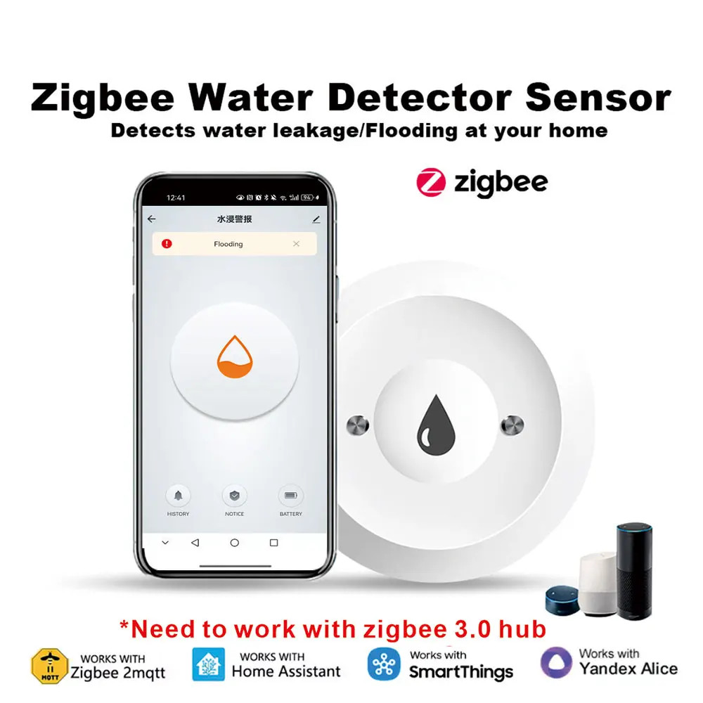 Zigbee Tuya Smart Water Leak Detector Flood Sensor App Alert Overflow Alarm US