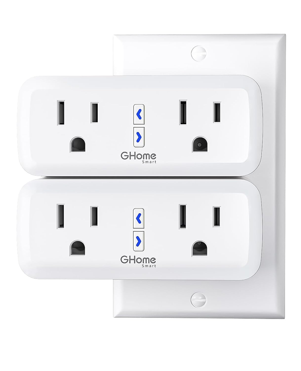 Dual Smart Plug 15A, Plugs Work with Alexa and Google Home, 2-In-1 Compact Smar