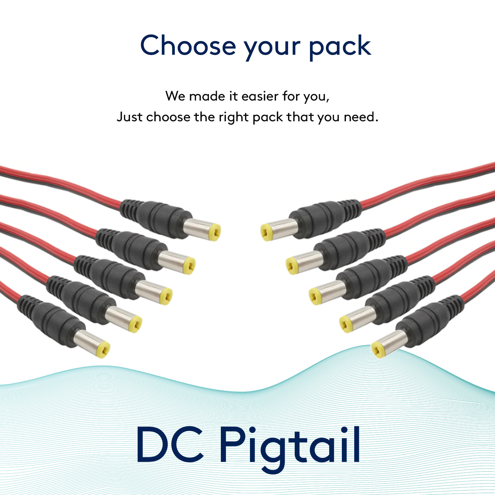 DC Power Pigtail Cable Wire Plugs 18AWG 2.1mm x 5.5mm 12V 5A Male Pack Lot