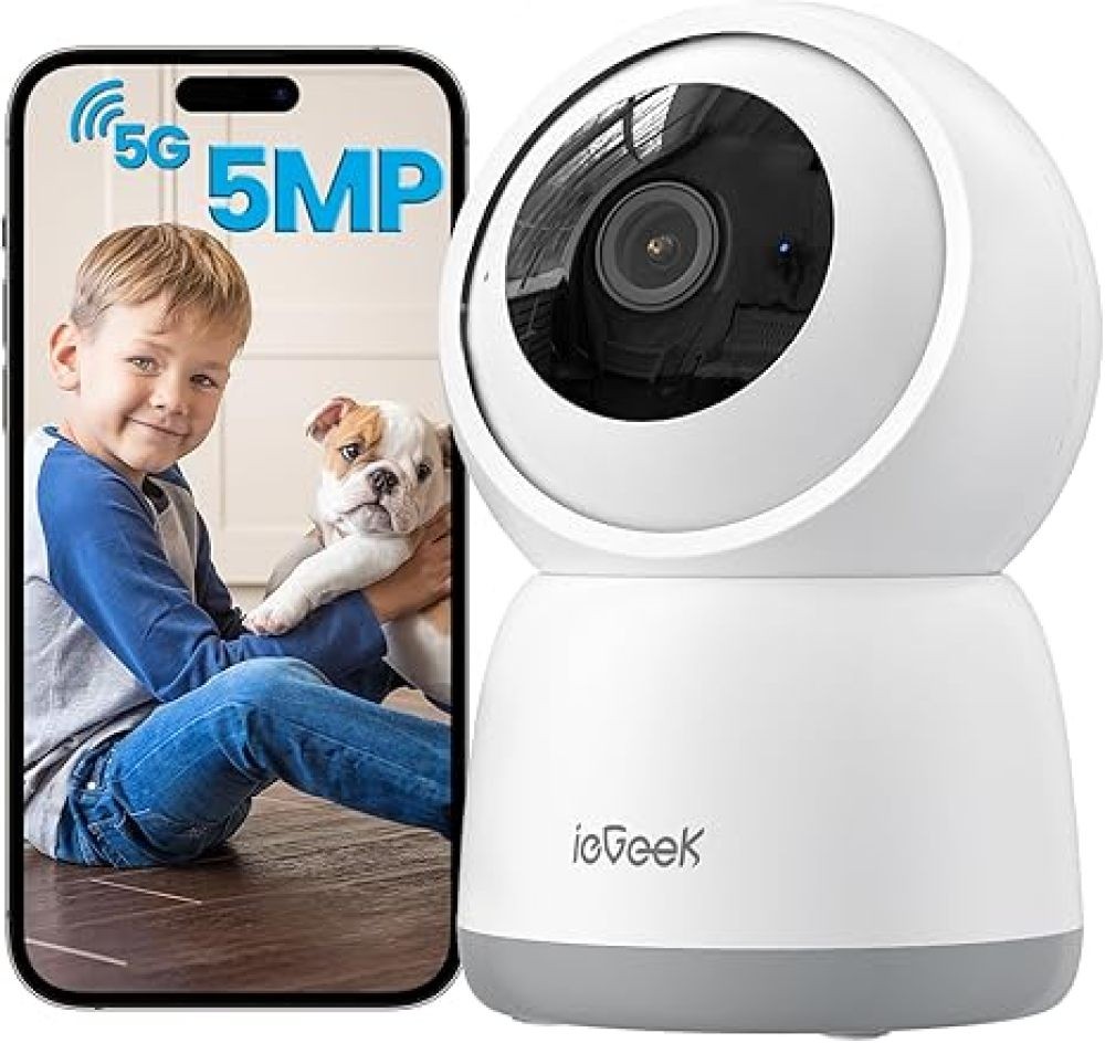 ieGeek 5G/2.4G WiFi Indoor Security Camera 5MP Pan/Tilt Smart Dog Cam Auto Track