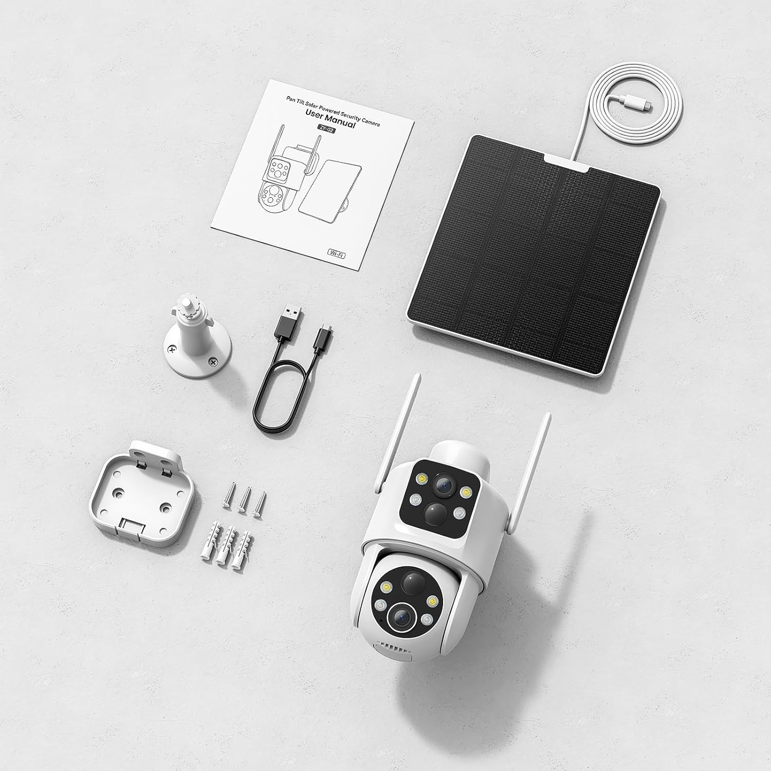 Easy-to-Install Solar Security Camera with 360° Pan/Tilt & Color Night Vision