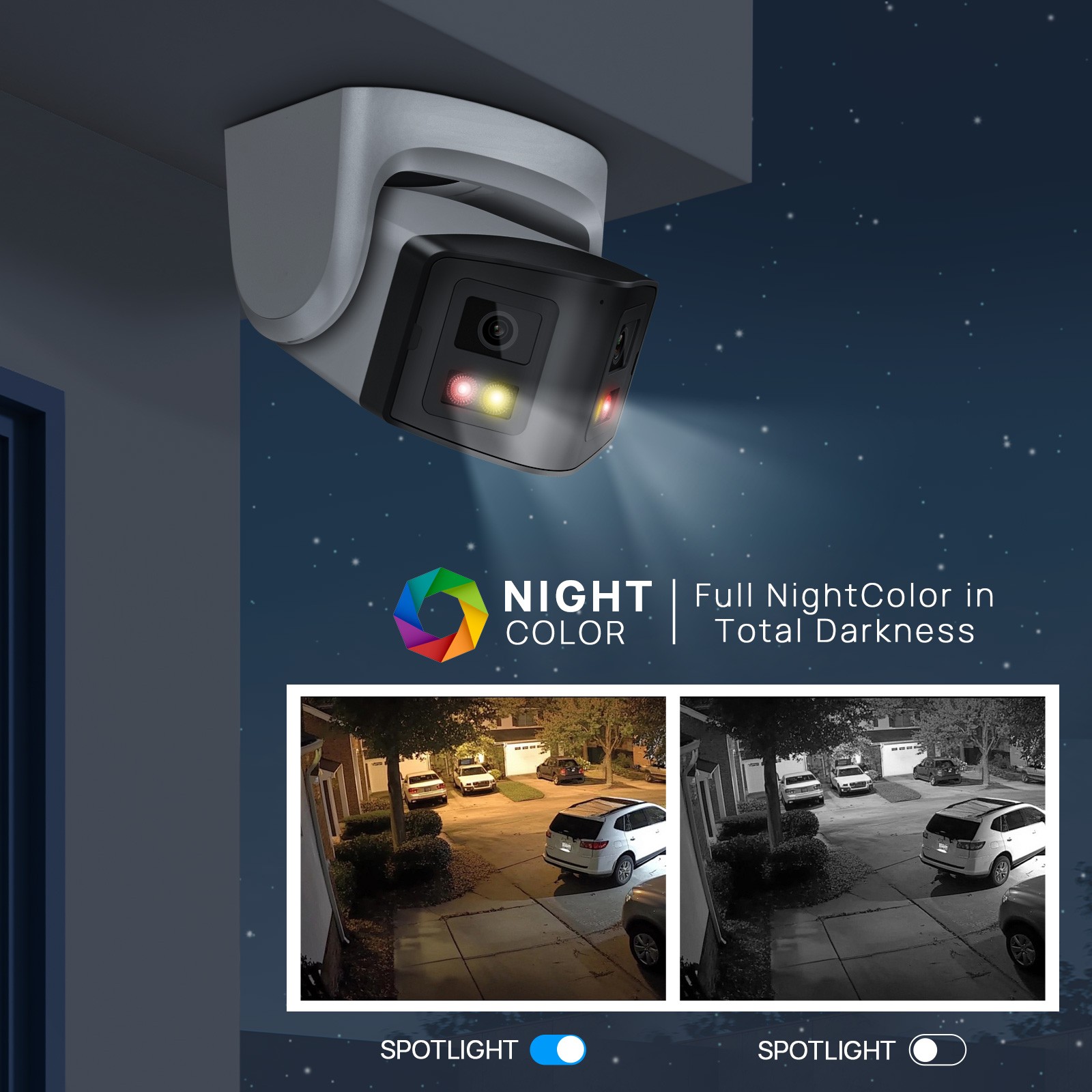 VIKYLIN 4K Full Color+IR POE Panoramic Camera Dual Lens Hybird Light MIC Speaker