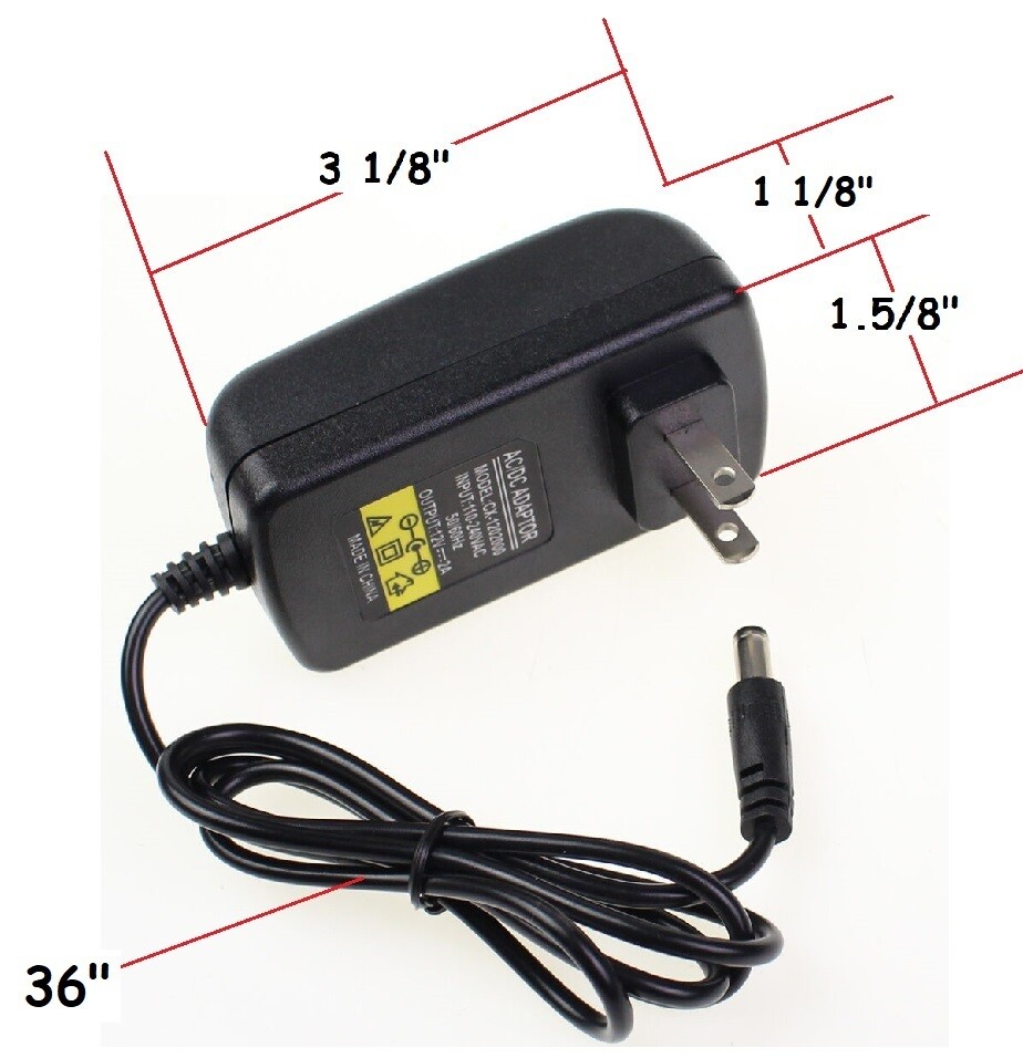 12V 2A AC / DC Power Supply Adapter for 100V-240V 50/60Hz Adapter+1to2 Splitter
