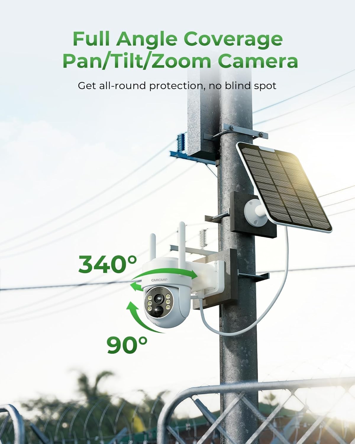CAMCAMP 2K Wireless Solar Security Camera for Solar Power Security Camera System