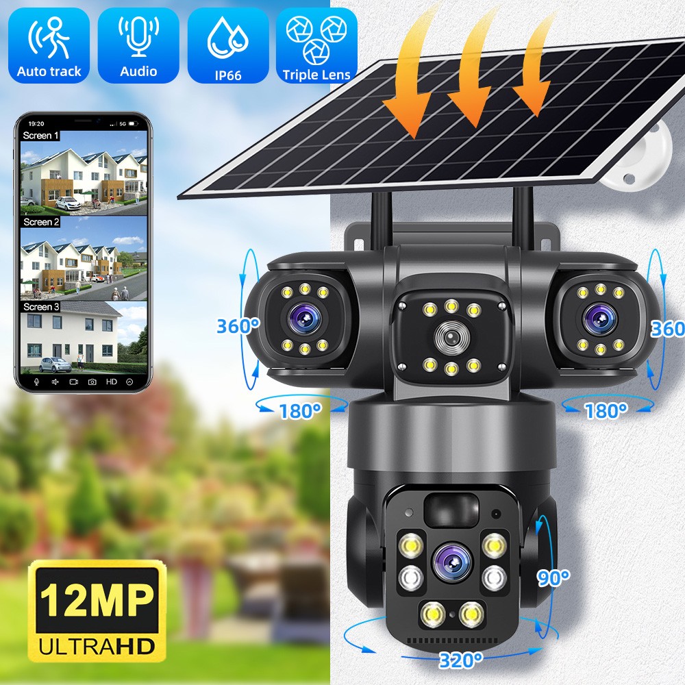 Solar Battery Powered Wireless WiFi Home Security Camera System Outdoor Pan/Tilt