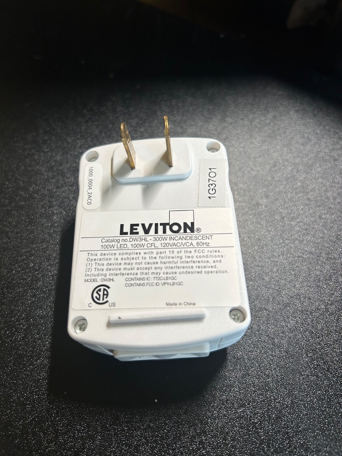 Leviton Decora DW3HL-300W Smart WiFi Dimmer 120 V, White