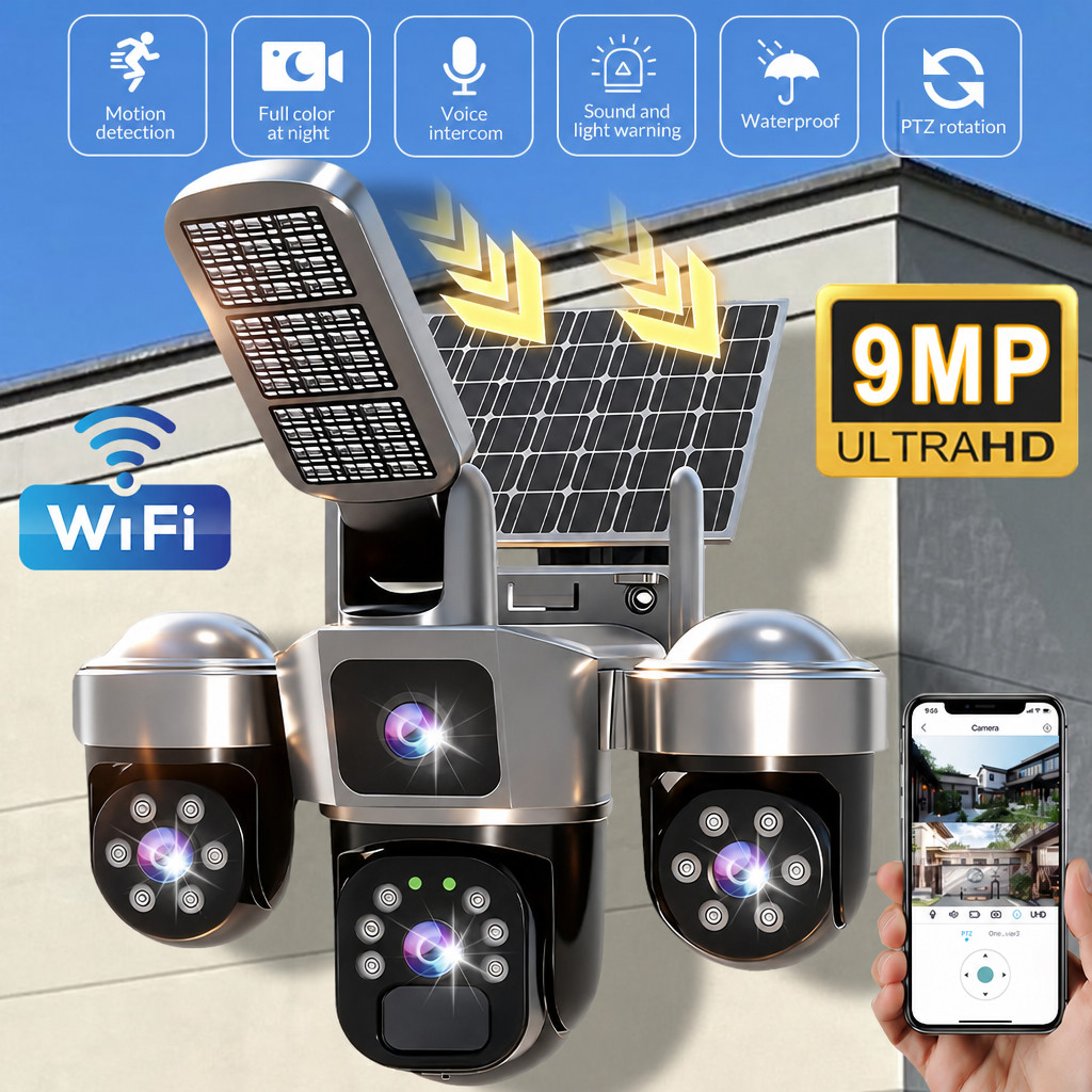 Solar Battery Powered Wireless WiFi Outdoor Home Security Camera CCTV PTZ Cam