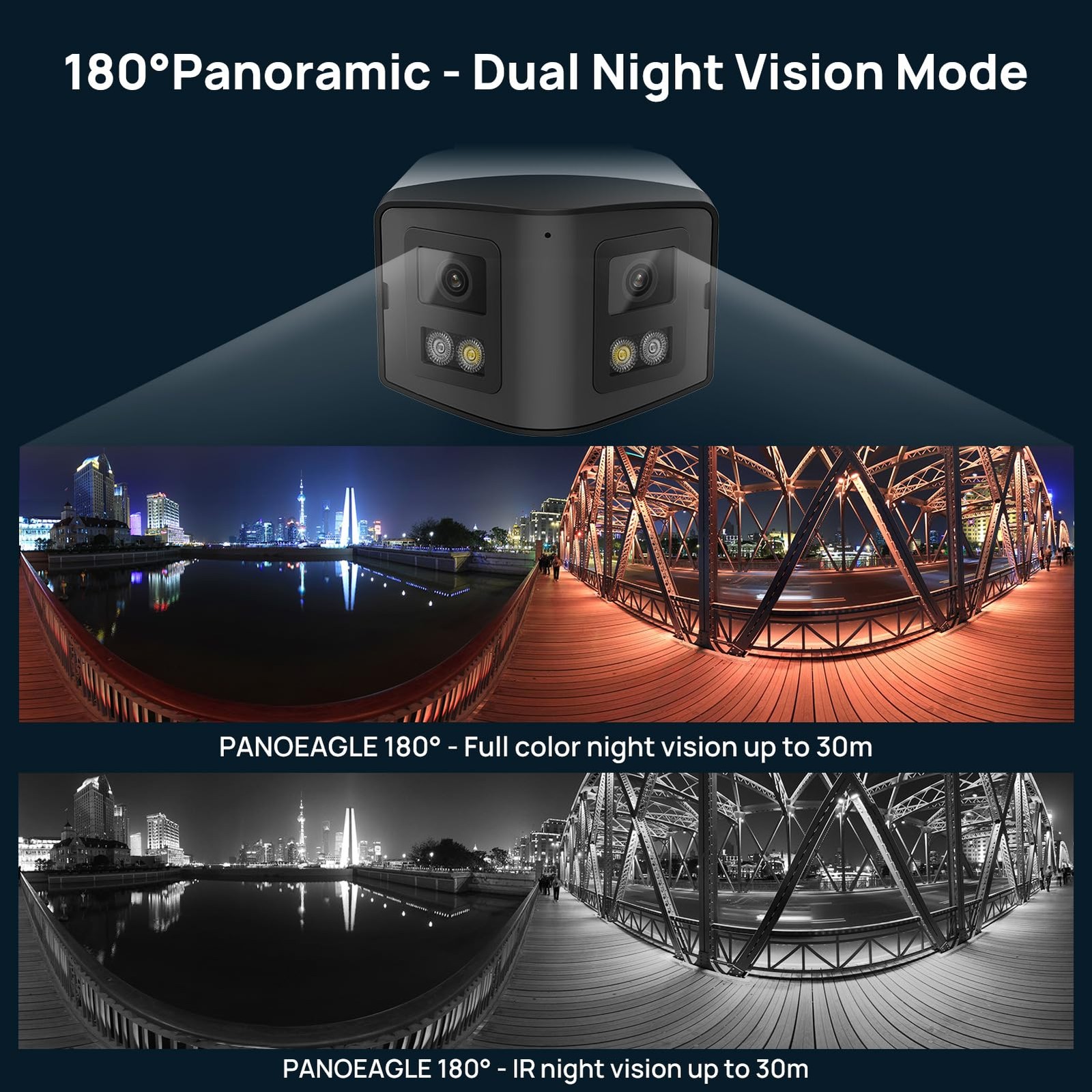 4MP Dual Lens PoE IP Security Camera Outdoor with 180° Panoramic Wide Angle,S…