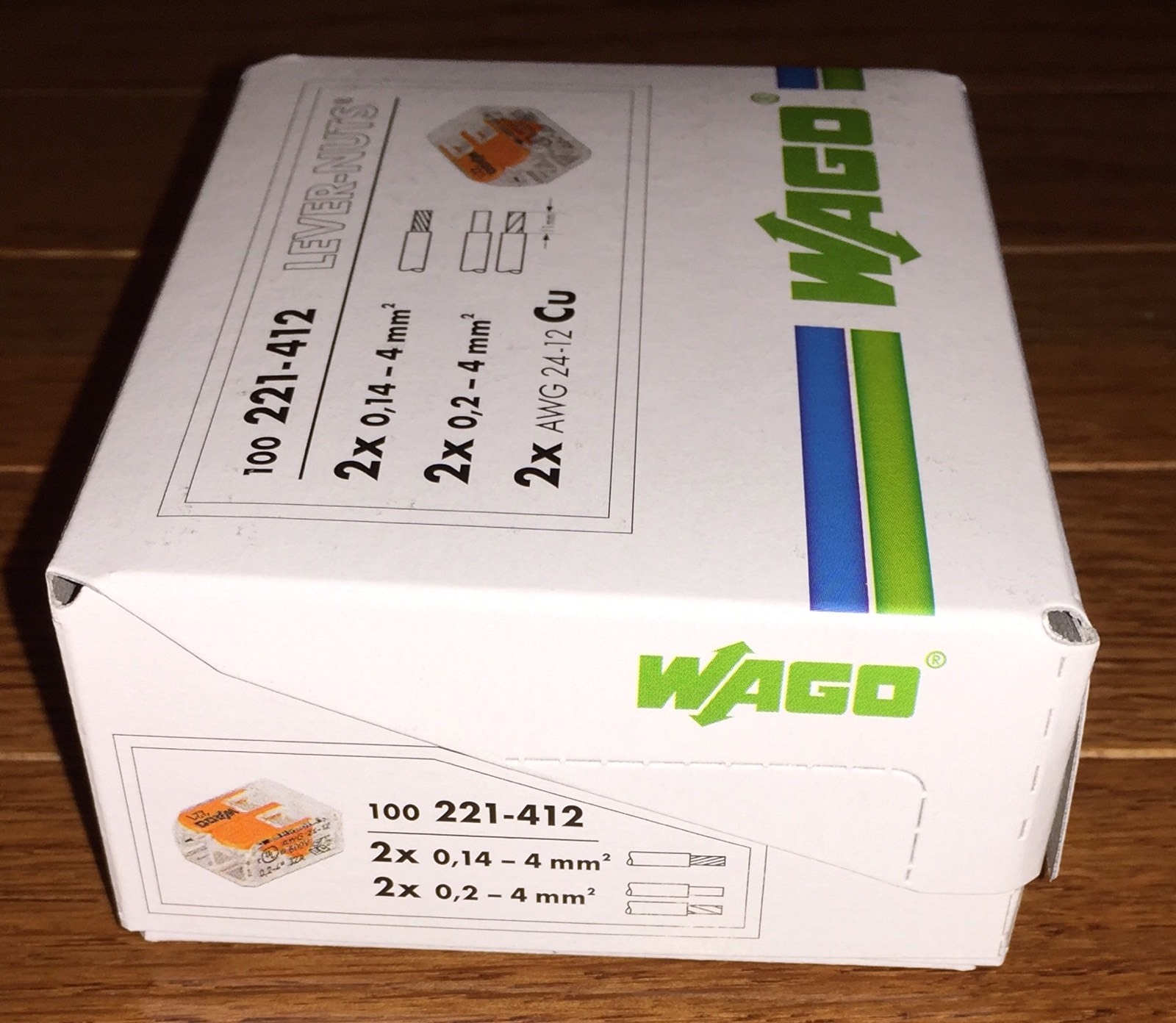 25 pcs WAGO 221-412 COMPACT Splicing Connectors 2 pole Lever Nuts FREE SHIPPING