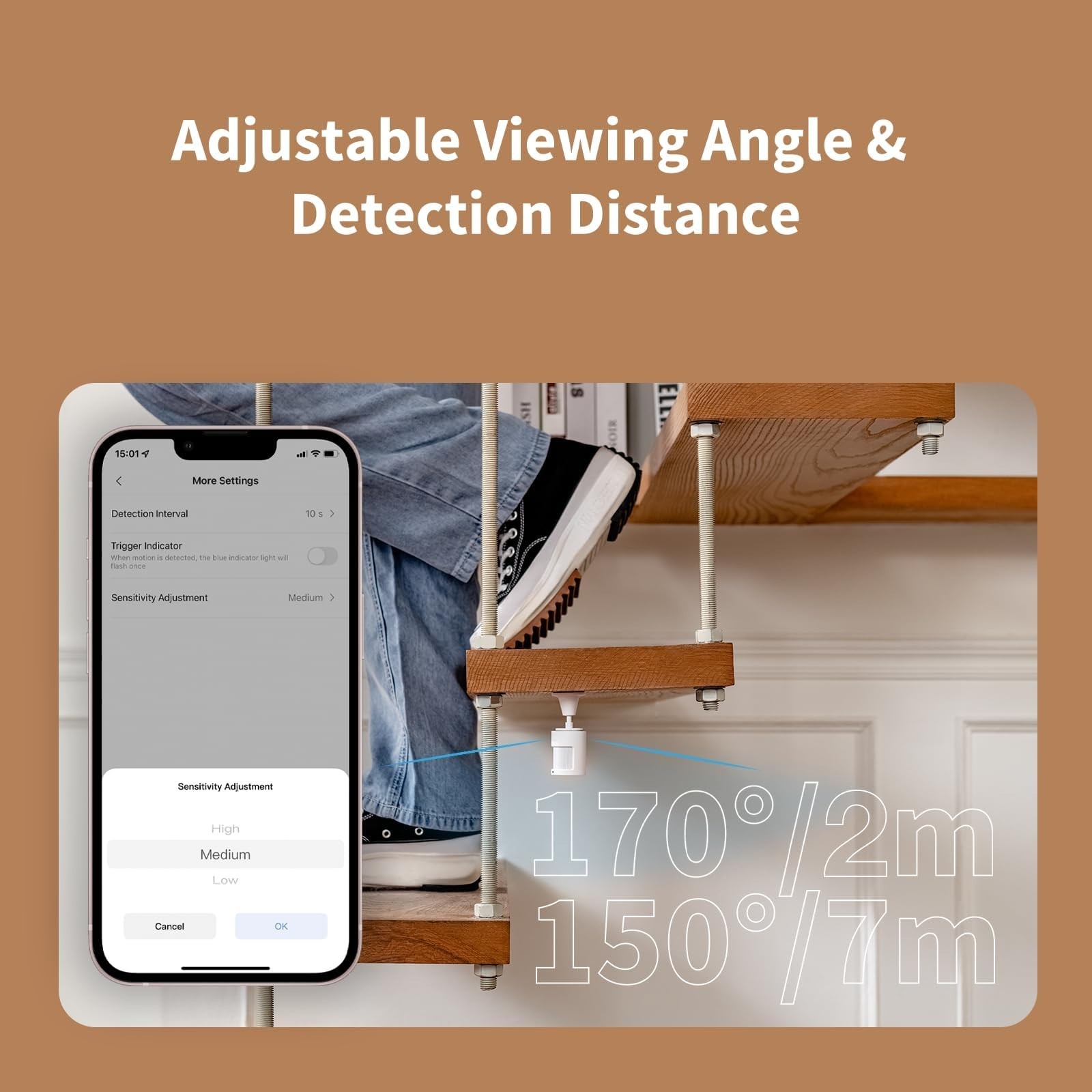 Zigbee 3.0 Motion Sensor 3-Pack, 5-Year Battery, 150° Detection, Smart Home Auto