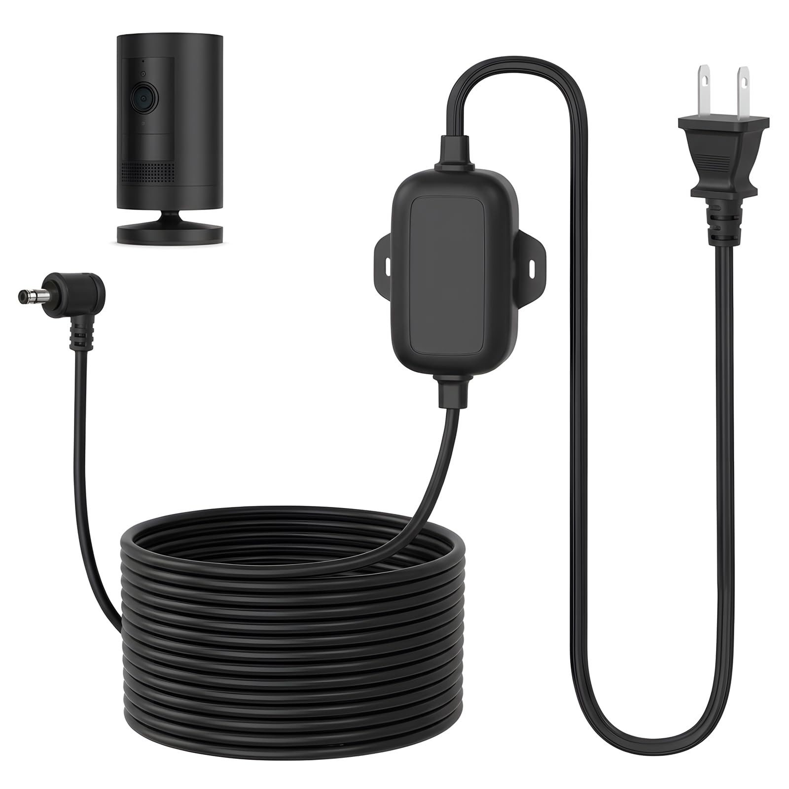 ALERTCAM Outdoor Power Adapter for Ring Stick Up Cam 25 feet, Black