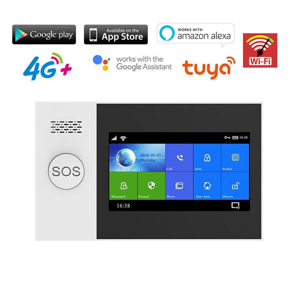TUYA WiFi+4G Kits Home Burglar Security Alarm System w/Touch Keypad PIR DOOR