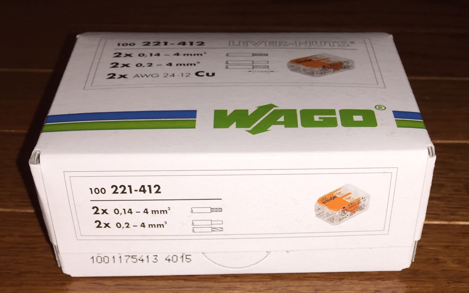 25 pcs WAGO 221-412 COMPACT Splicing Connectors 2 pole Lever Nuts FREE SHIPPING