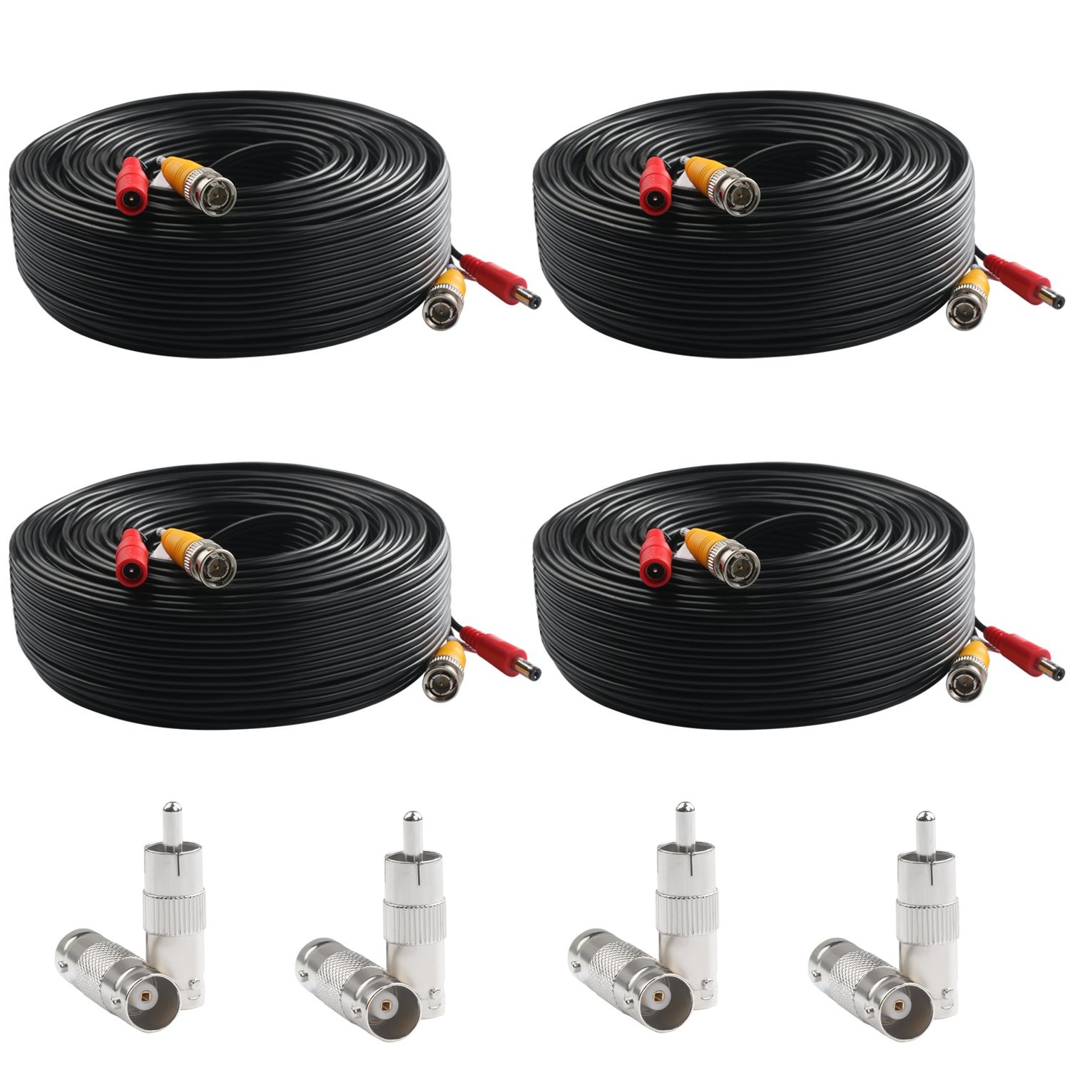 BNC Video Power Cable (4 Pack 100 Feet) Video Cable Wire with Eight Connector…