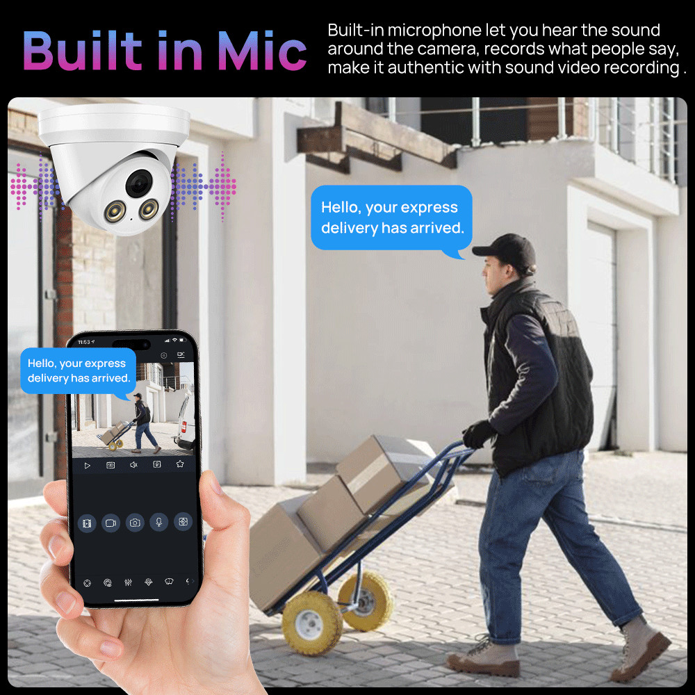 Vikylin 12MP 8CH 8POE NVR 5MP Color MIC IP Camera Outdoor Security System Lot