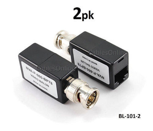 2-PACK RJ45 Jack to BNC Male CCTV Video Balun Adapter, CablesOnline BL-101-2