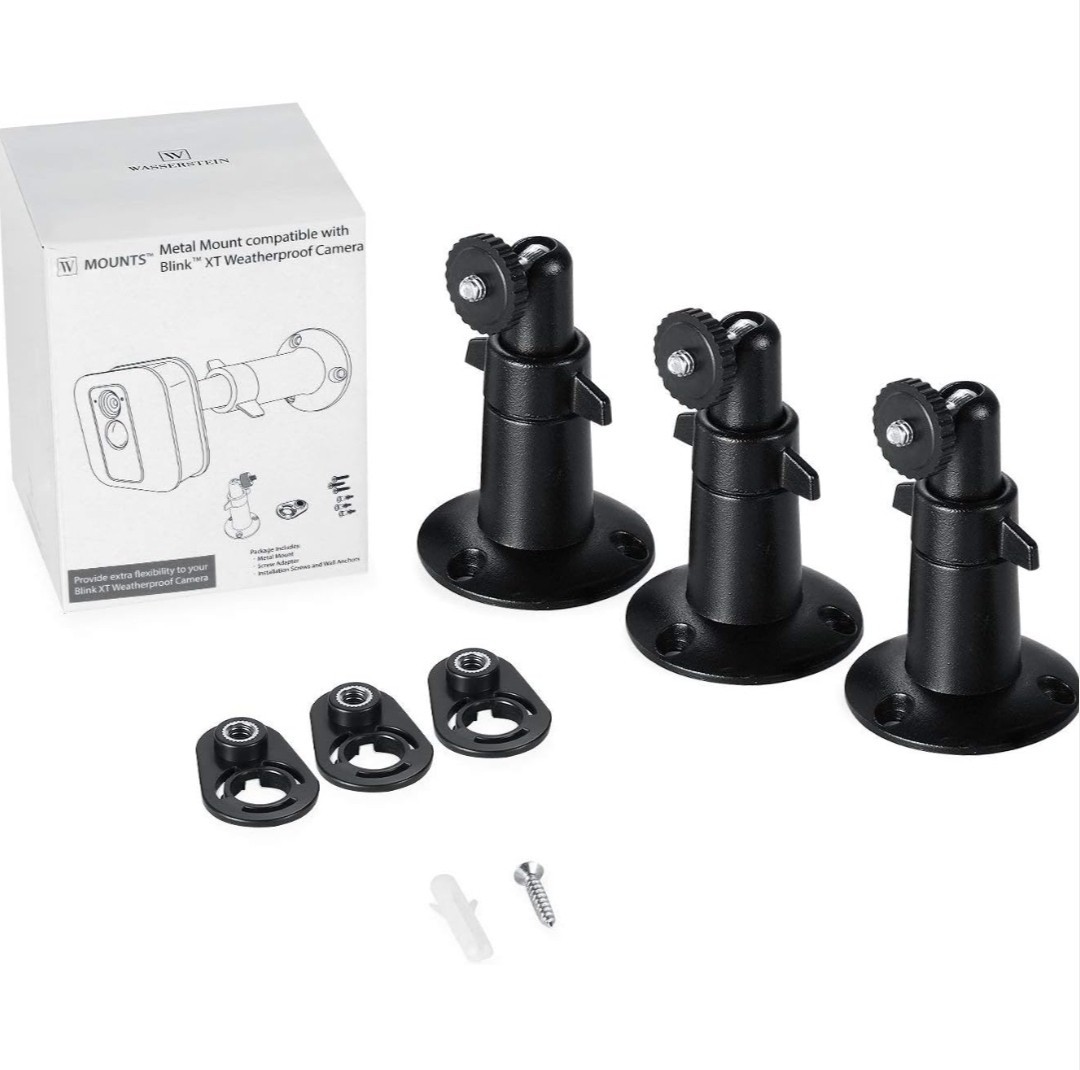 3 PACK Wasserstein Metal Mounts Compatible W/ Blink XT Weatherproof Camera BLACK