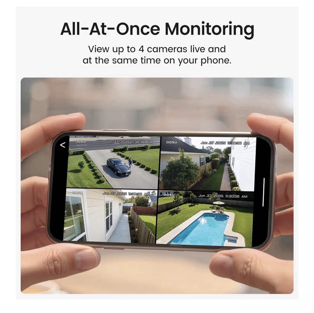 aosu Security Cameras Outdoor Wireless, 2 Cam-Kit, Solar-Powered 2KNight Vision,