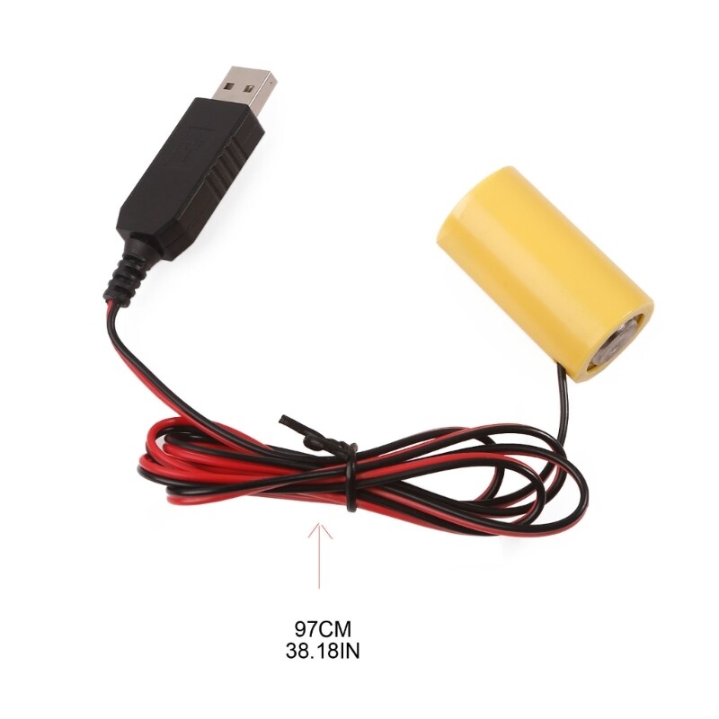 USB 5V2A to LR14 False Battery Power Cord + Adapter Replace 3xLR14 Batteries