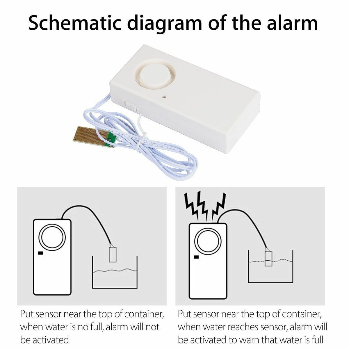 Water Leak Alarm Flood Level Overflow Detector Sensor Home Security Alert LOT