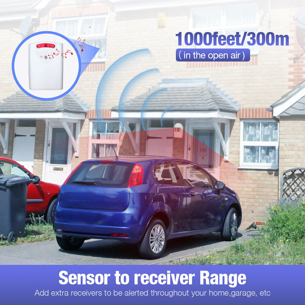 Wireless PIR Motion Sensor System Driveway Garage Security Alarm Alert Indoor US