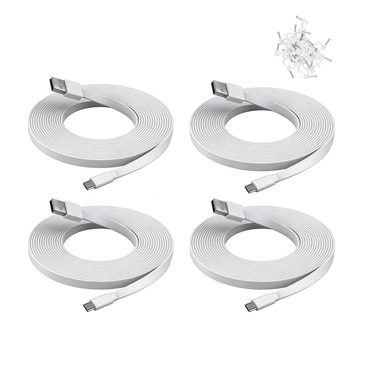 4 Pack 25 Ft USB C Cable Type-C Extension Cord for CCTV Wifi Security Camera