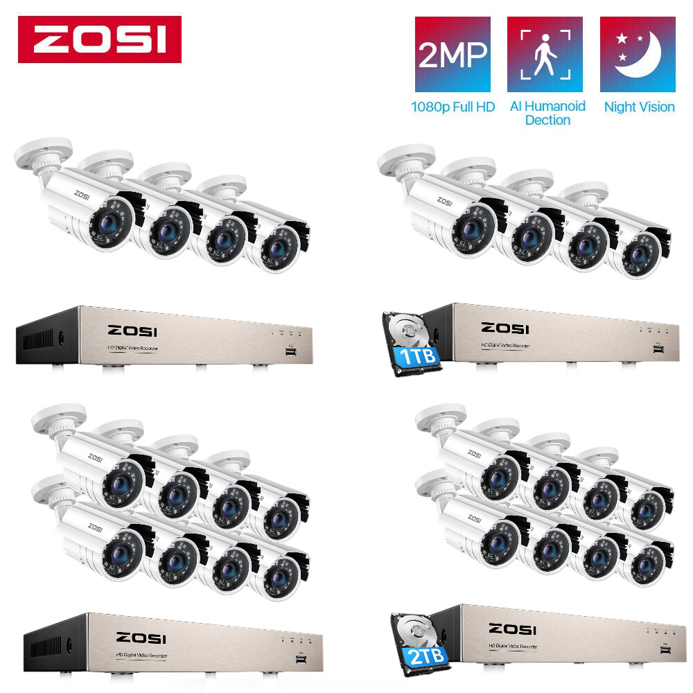 ZOSI 8CH H.265+ 5MP Lite HDMI DVR 1080P Home Security Camera System Weatherproof